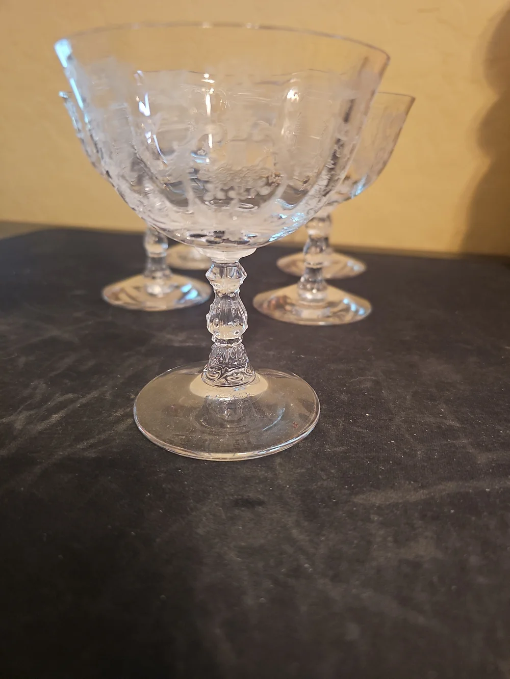 Vtg Fostoria Navarre Clear Etched Champagne Glass 4.5in Low Sherbet Coupe 5 Pcs